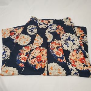 Zara Trafaluc Floral Cropped Trousers w/ Pinstripe